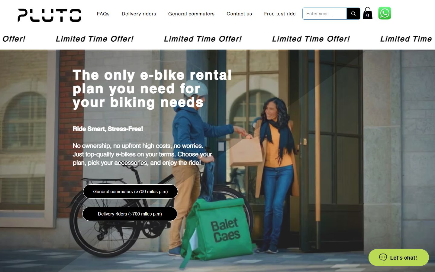 Vorher: bisherige Website von PLUTO E-Bikes