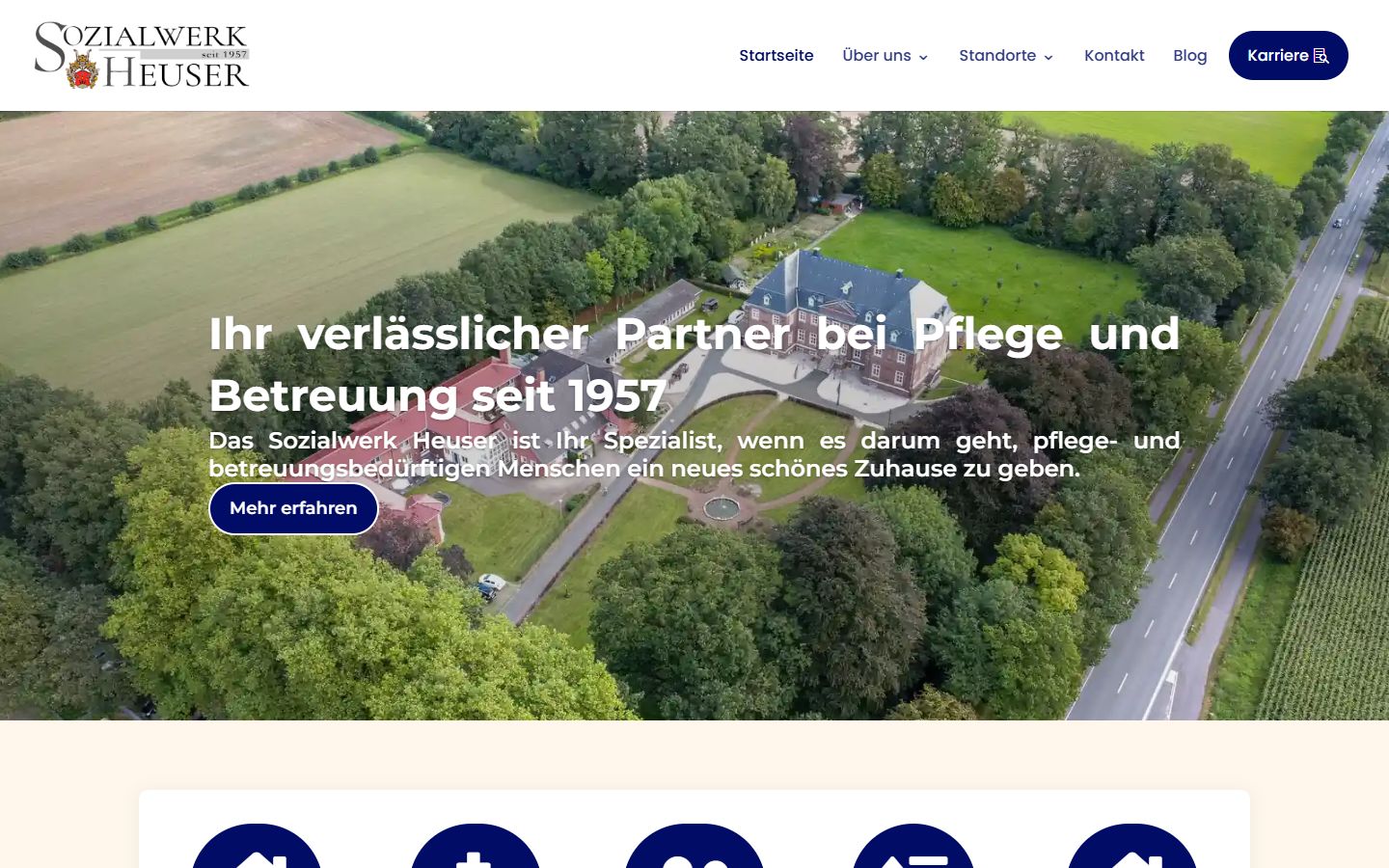 Vorher: bisherige Website von Sozialwerk Heuser